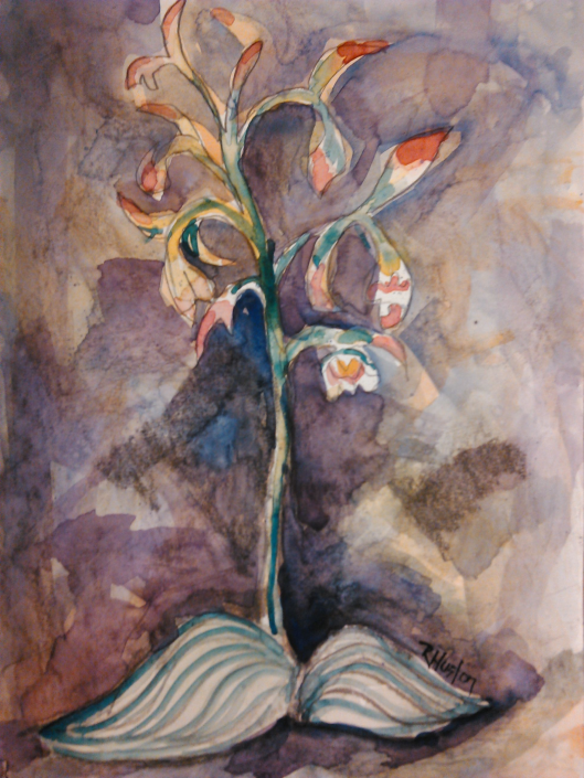 orchid 01 Puttyroot ...Aplectrum hyemale 11x15, watercolor and graphite